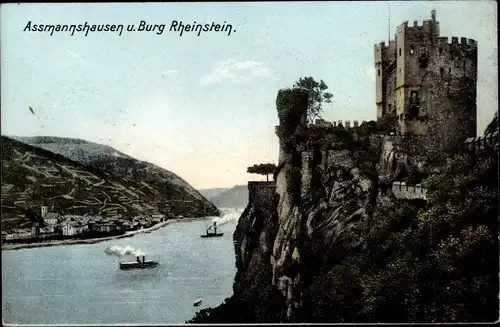 Ak Assmannshausen Rüdesheim am Rhein, Burg Rheinstein