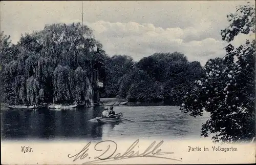 Ak Köln am Rhein, Partie im Volksgarten, Ruderboot