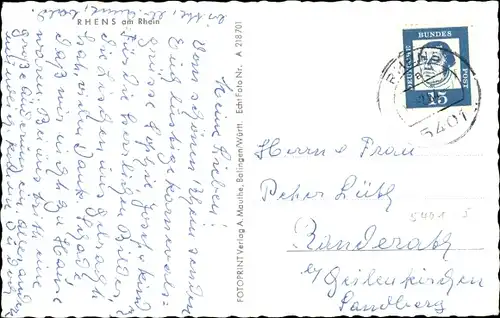 Ak Rhens am Rhein, Teilansicht