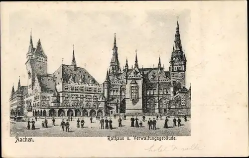 Ak Aachen in Nordrhein Westfalen, Rathaus und Verwaltungsgebäude