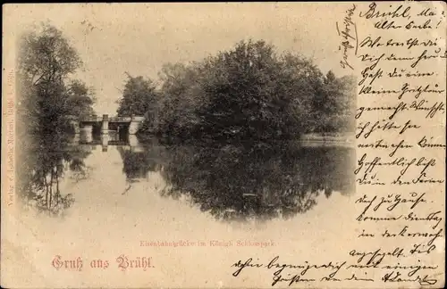 Ak Brühl in Westfalen, Eisenbahnbrücke im Königl. Schlosspark