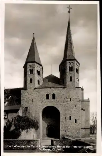 Ak Wimpfen im Tal Bad Wimpfen am Neckar, Romanisches Portal der Ritterstiftskirche St. Peter