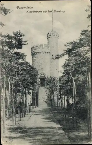 Ak Budenheim am Rhein, Aussichtsturm Lenneberg, Lennebergturm