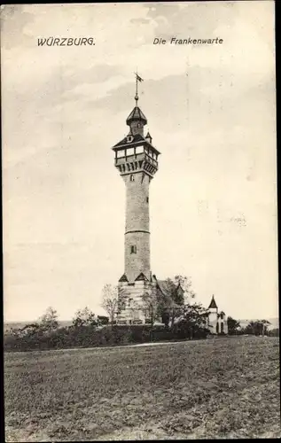 Ak Würzburg am Main Unterfranken, Frankenwarte, Aussichtsturm