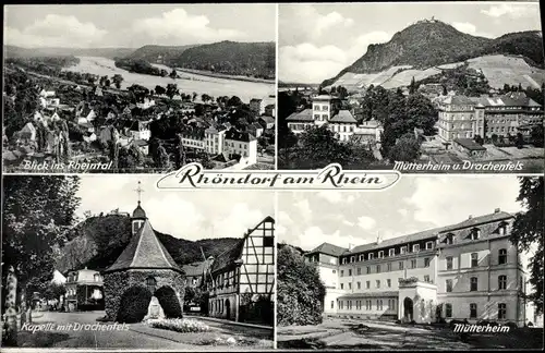 Ak Rhöndorf Bad Honnef am Rhein, Mütterheim, Drachenfels, Kapelle, Blick ins Rheintal