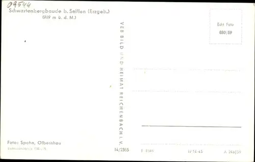 Ak Seiffen im Erzgebirge, Schwartenbergbaude