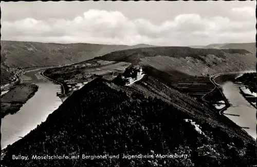 Ak Zell an der Mosel, Bullay Moselschleife mit Berghotel und Jugendheim Marienburg