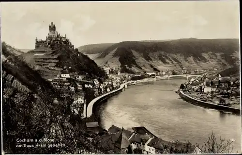 Ak Cochem an der Mosel, Ort vom Haus Krain gesehen