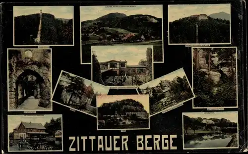 Ak Zittau in Sachsen, Detailansichten, Zittauer Berge, Tor, Gasthof