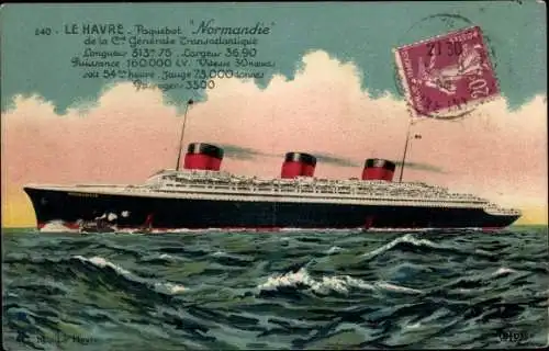 Ak Le Havre Seine Maritime, Paquebot Normandie, Dampfer, CGT, French Line