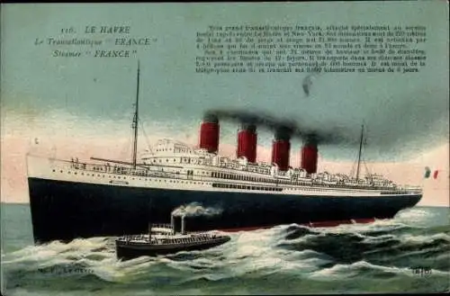 Ak Le Havre Seine Maritime, Le Transatlantique, Dampfer, CGT, French Line