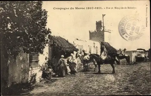 Ak Marokko, Campagne 1907-1911, Rue et Mosquee de Mehdiya