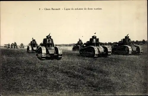 Ak Chars Renault, Ligne de colonne de demi section, Französische Panzer