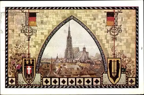 Wappen Ak Wien I, 10. Deutsches Sängerbundesfest 1928, Stefansdom