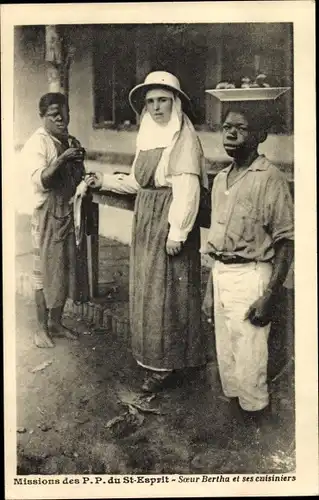 Ak Missions des P. P. du St. Esprit, Bertha et ses cuisiniers