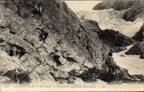 Ak Dauphiné Isère, Escalade des Enfletchores de la Meije