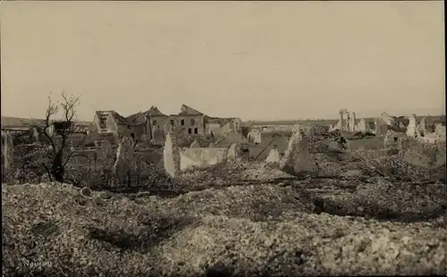 Foto Ak Marne, Dorf bei Reims, Kriegszerstörung 1. WK