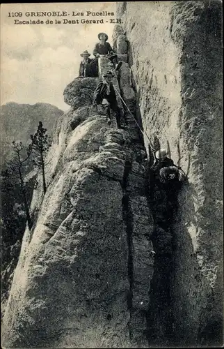 Ak Grenoble Isère, Les Pucelles, Escalade de la Dent Gerard