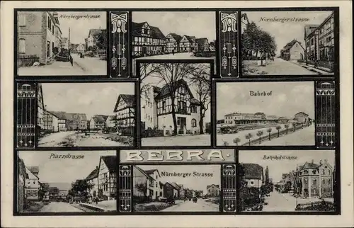 Ak Bebra an der Fulda Hessen, Nürnbergerstraße, Bahnhof, Pfarrstraße