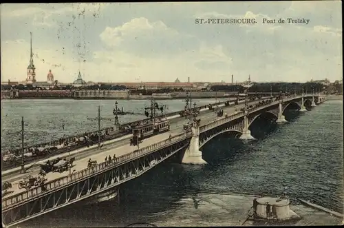 Ak Sankt Petersburg Russland, Brücke Troizky