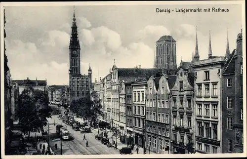 Ak Gdańsk Danzig, Langermarkt mit Rathaus, Stengel 91782