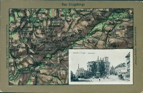 Landkarten Relief Ak Lössnitz Lößnitz Radebeul Sachsen, Rathausplatz