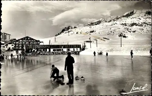 Ak L'Alpe d'Huez Isere, La Patinoire et la Chaine des Grandes Rousses