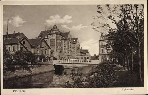 Ak Goldstadt Pforzheim im Schwarzwald, Rossbrücke