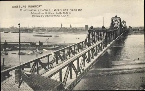Ak Ruhrort Duisburg im Ruhrgebiet, Admiral Scheer Brücke