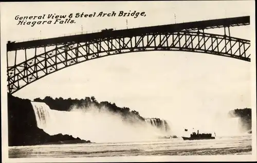 Ak Niagara Falls Ontario Kanada, General View and Steel Arch Bridge, Niagarafälle