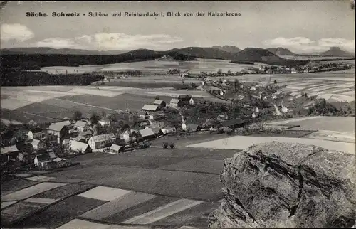 Ak Schöna Reinhardtsdorf in Sachsen, Gesamtansicht, Blick von der Kaiserkrone