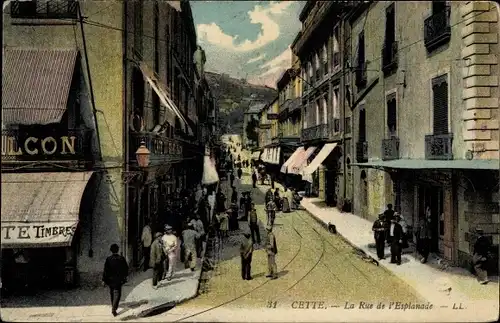 Ak Sète Cette Hérault, La Rue de l'Esplanade