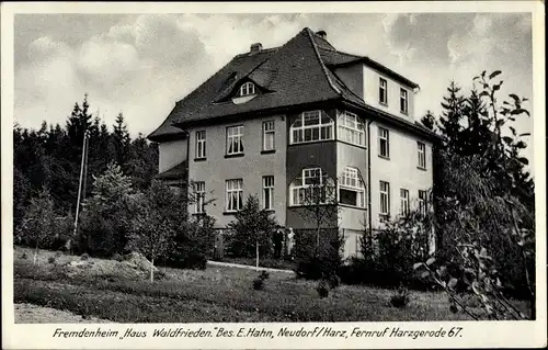 Ak Neudorf Harzgerode am Harz, Fremdenheim Haus Waldfrieden