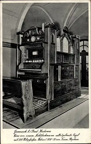 Ak Czermna Tscherbeney Grenzeck Kudowa Zdrój Bad Kudowa Schlesien, Selbstgebaute Orgel