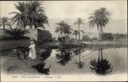 Ak Algerien, Paysage, Sud Algerien, Maghreb, Esel