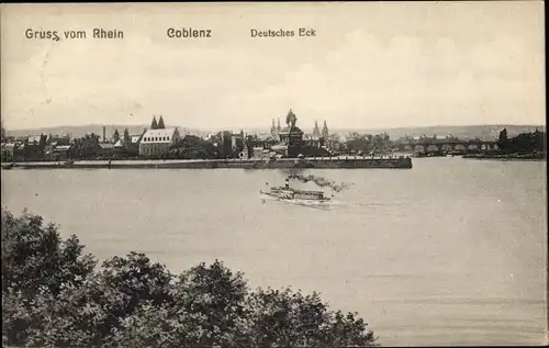 Ak Koblenz am Rhein, Deutsches Eck, Kaiser Wilhelm-Denkmal