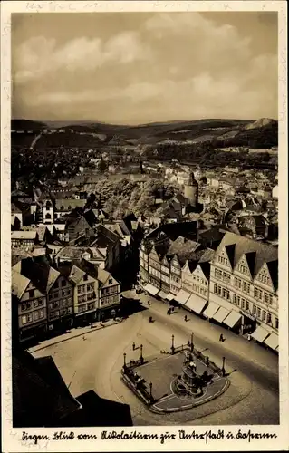 Ak Siegen in Westfalen, Blick vom Nikolaiturm zur Unterstadt