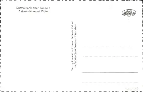 Ak Beilstein an der Mosel, Karmelitenkloster, Fachwerkhäuser mit Kirche