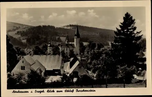 Ak Neuhausen Erzgebirge, Blick zum Schloss Purschenstein