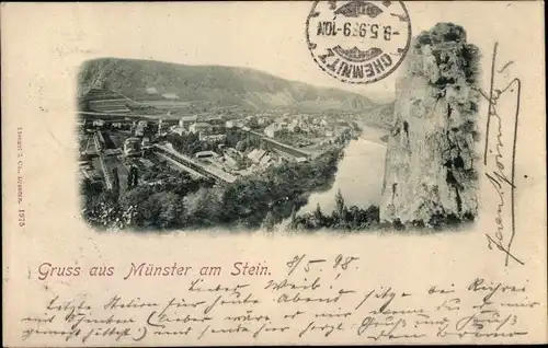Ak Bad Münster am Stein, Ort vom Fels aus gesehen