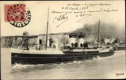 Ak Dieppe Seine Maritime, Le steamer Manche, Dampfer MM
