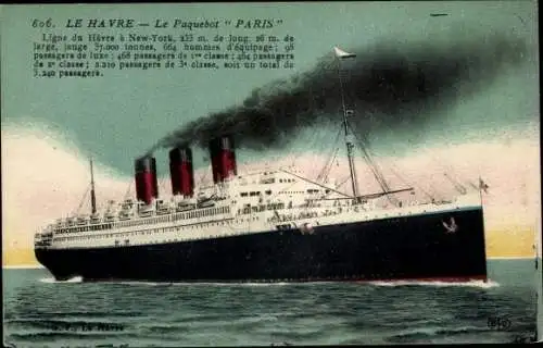 Ak Le Havre Seine Maritime, Le Paquebot Paris, French Line, CGT