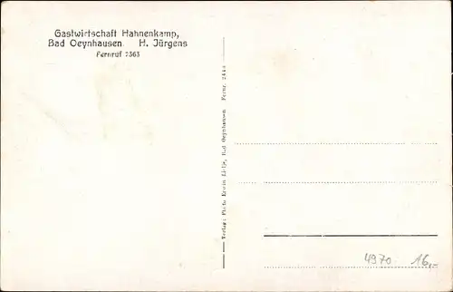 Ak Bad Oeynhausen in Westfalen, Gastwirtschaft Hahnenkamp