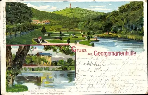 Litho Georgsmarienhütte in Niedersachsen, Parkanlage, Gasthaus