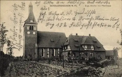 Ak Jabłonowo Pomorskie Goßlershausen Westpreußen, Evang Kirche, Pfarrhaus
