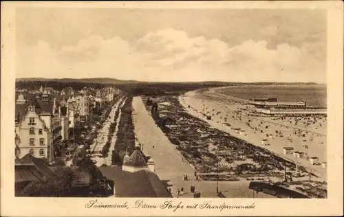 Ak Świnoujście Swinemünde Pommern, Dünen-Straße, Strandpromenade