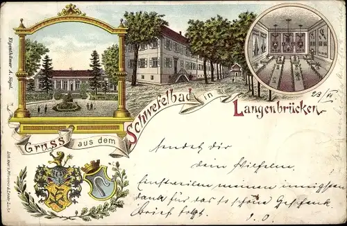 Wappen Litho Langenbrücken Bad Schönborn in Baden, Schwefelbad