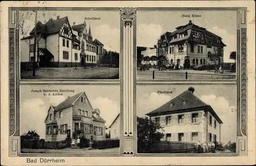 Ak Bad Dürrheim im Schwarzwald, Schule, Hotel Krone, Joseph Hermann Handlung, Pfarrhaus