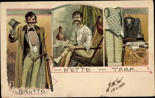 Litho Mann, Brutto, Netto, Tara, Humor