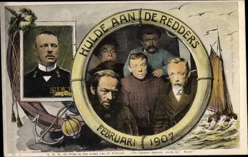 Ak Schiffsunglück, Untergang SS Berlin 1907, Heinrich zu Mecklenburg, Prinz der Niederlande